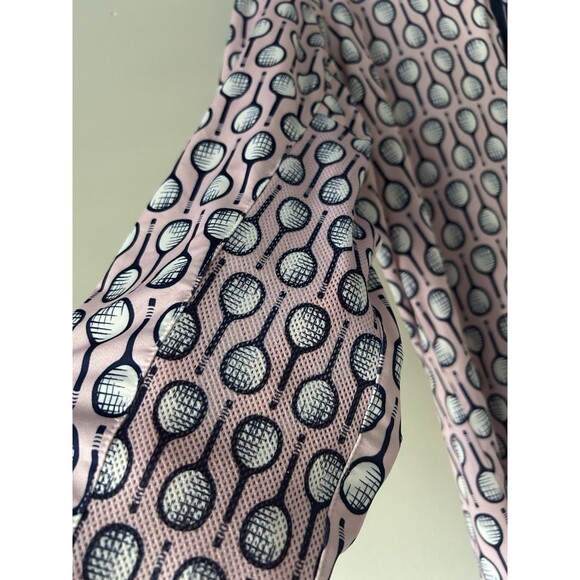 SanSoleil UPF 50+ 1/4 Zip Top with a Pink and Navy Racket Print Size Large Golf - Picture 9 of 9